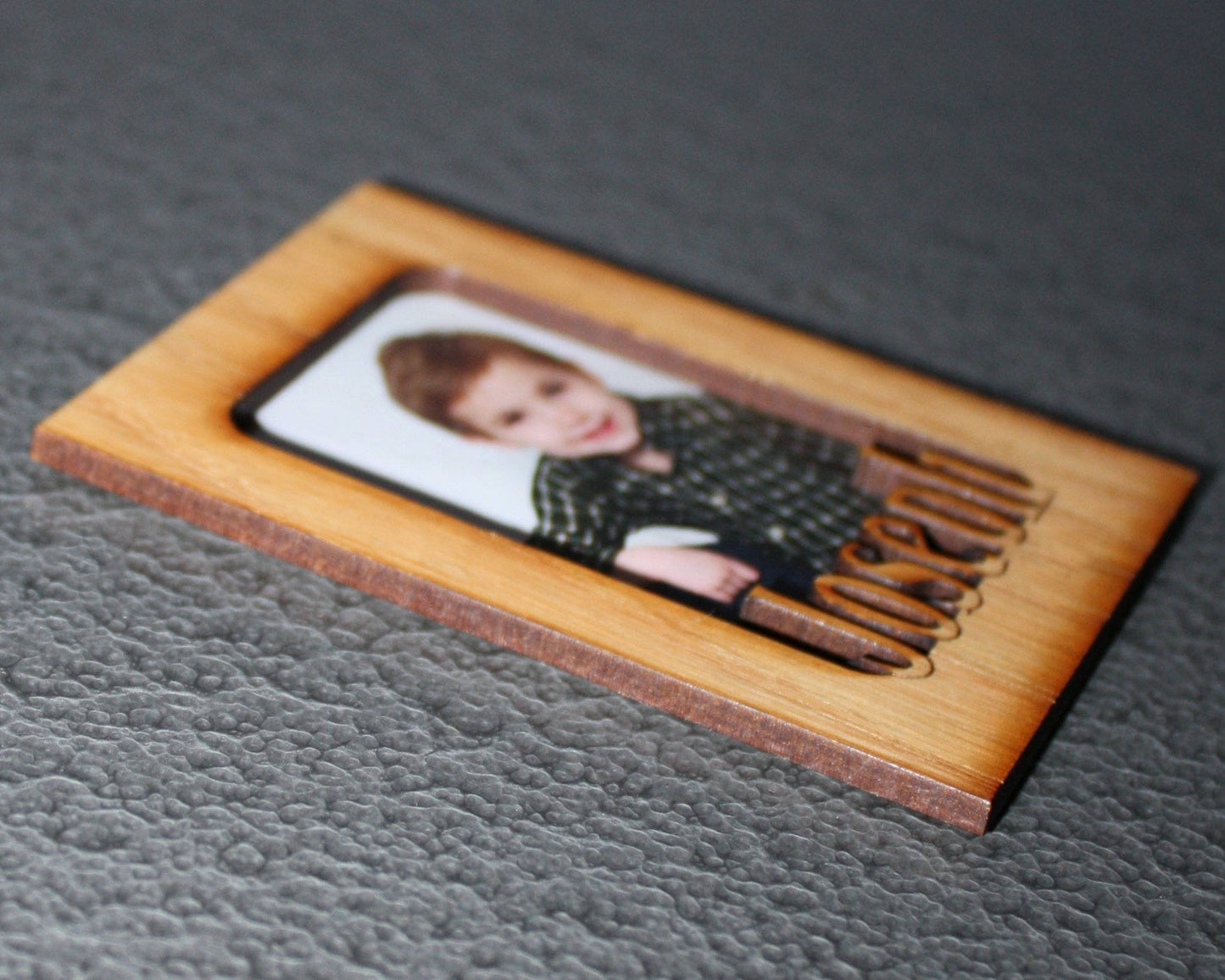 Personalized Refrigerator Magnet Picture Frame | Custom Wooden Name Frame | Fridge Photo Magnet | Pet or Family Keepsake That Sticks