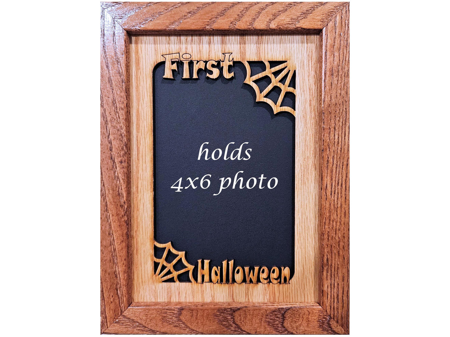 5x7 First Halloween Picture Frame for 4x6 Photo - Halloween Home Decoration - Spider Web - Cobweb - Halloween Gift for New Mother - portrait