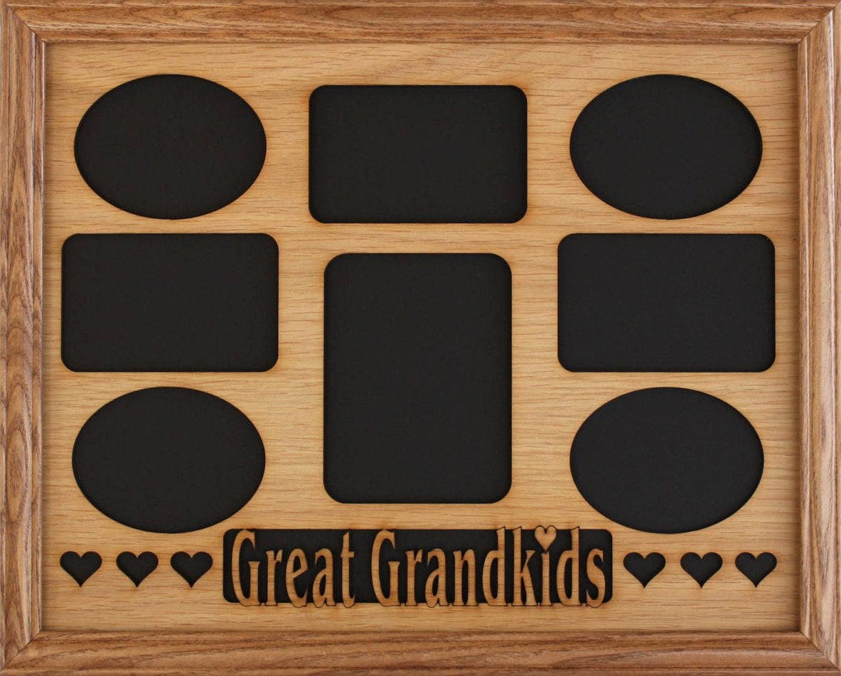 Great Grandkids 11x14 Picture Frame | Great Grandchildren Photo Collage | Wood Picture Mat | Gift for Great Grandparents