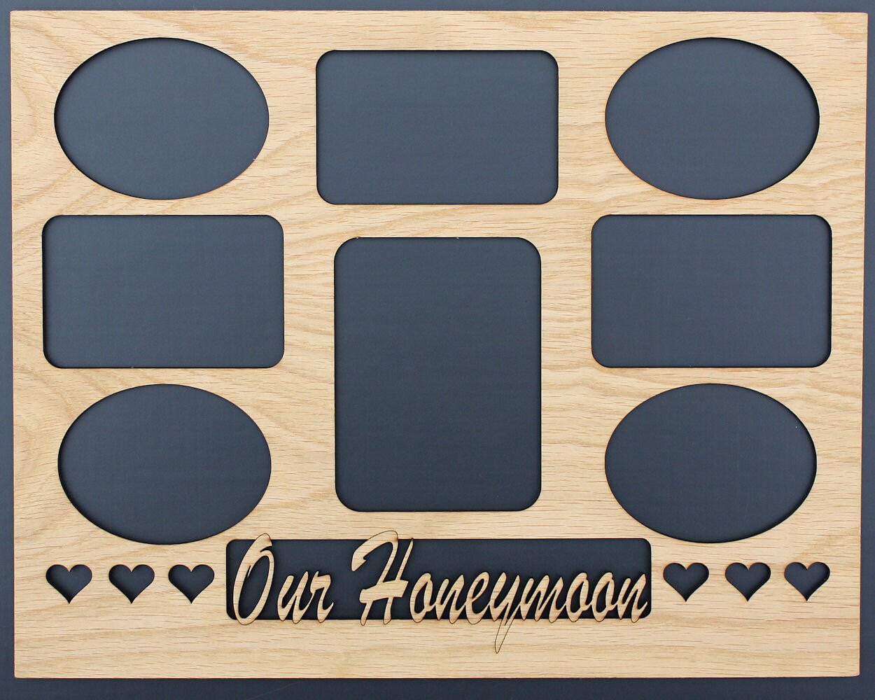 11x14 Honeymoon with Hearts Custom Wood Mat Collage for Photo - Picture frame