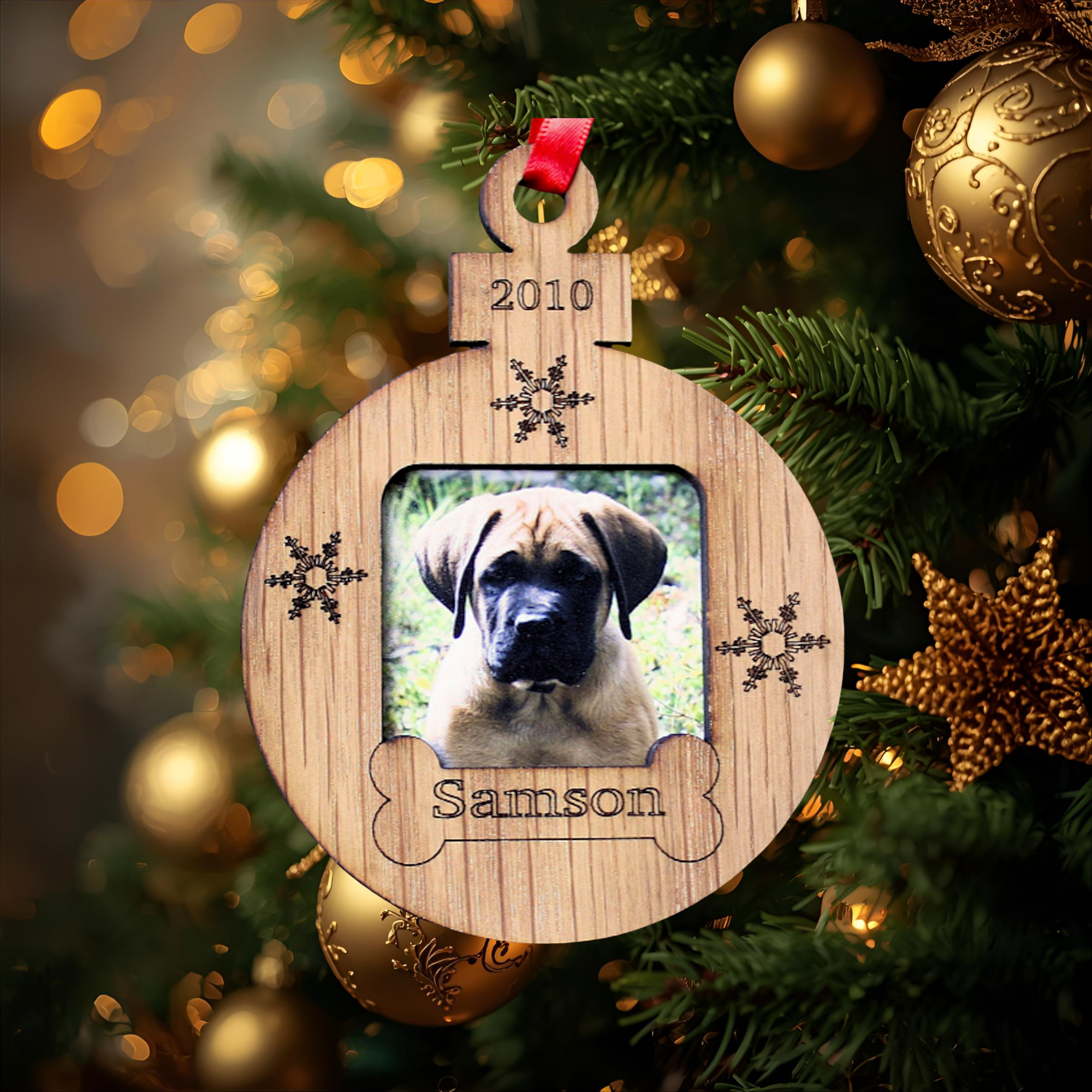 3" Personalized Dog Christmas Ornament with Photo | Pet Name Engraved ...