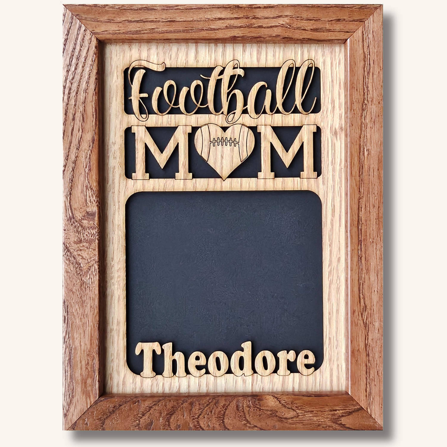Wooden sports picture frame personalized with player’s name