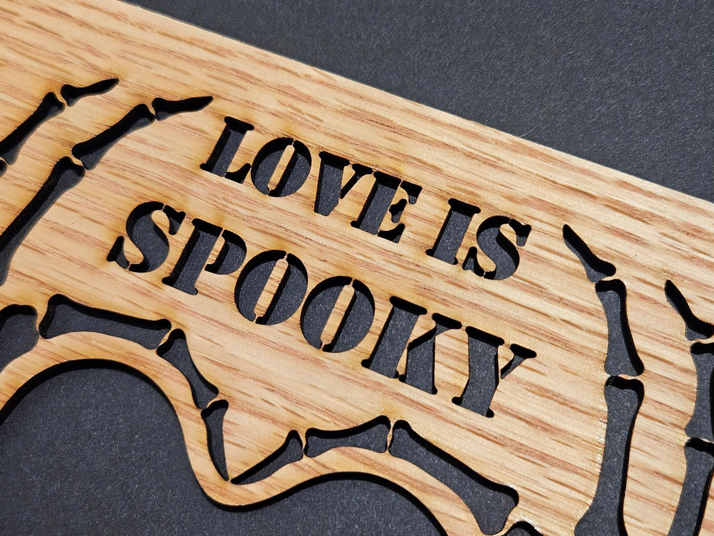 5x7 Love Is Spooky Skeleton Heart Hands Picture Frame with 2 1/4" x 2 7/8" opening for Photo - First Halloween - Halloween Decor
