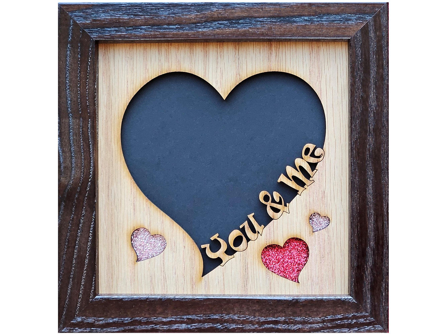 5x5 You & Me Picture Frame for 4x4 photo - Heart Shaped Love Frames - Valentines Day Gift - Anniversary Gift - Wedding Gift - Best Friends