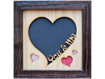 5x5 You & Me Picture Frame for 4x4 photo - Heart Shaped Love Frames - Valentines Day Gift - Anniversary Gift - Wedding Gift - Best Friends