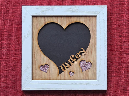 5x5 Engaged Picture Frame for 4x4 photo - Heart Shaped - Husband and Wife - Valentines Day Gift - Engagement Gift - Gift for Couple