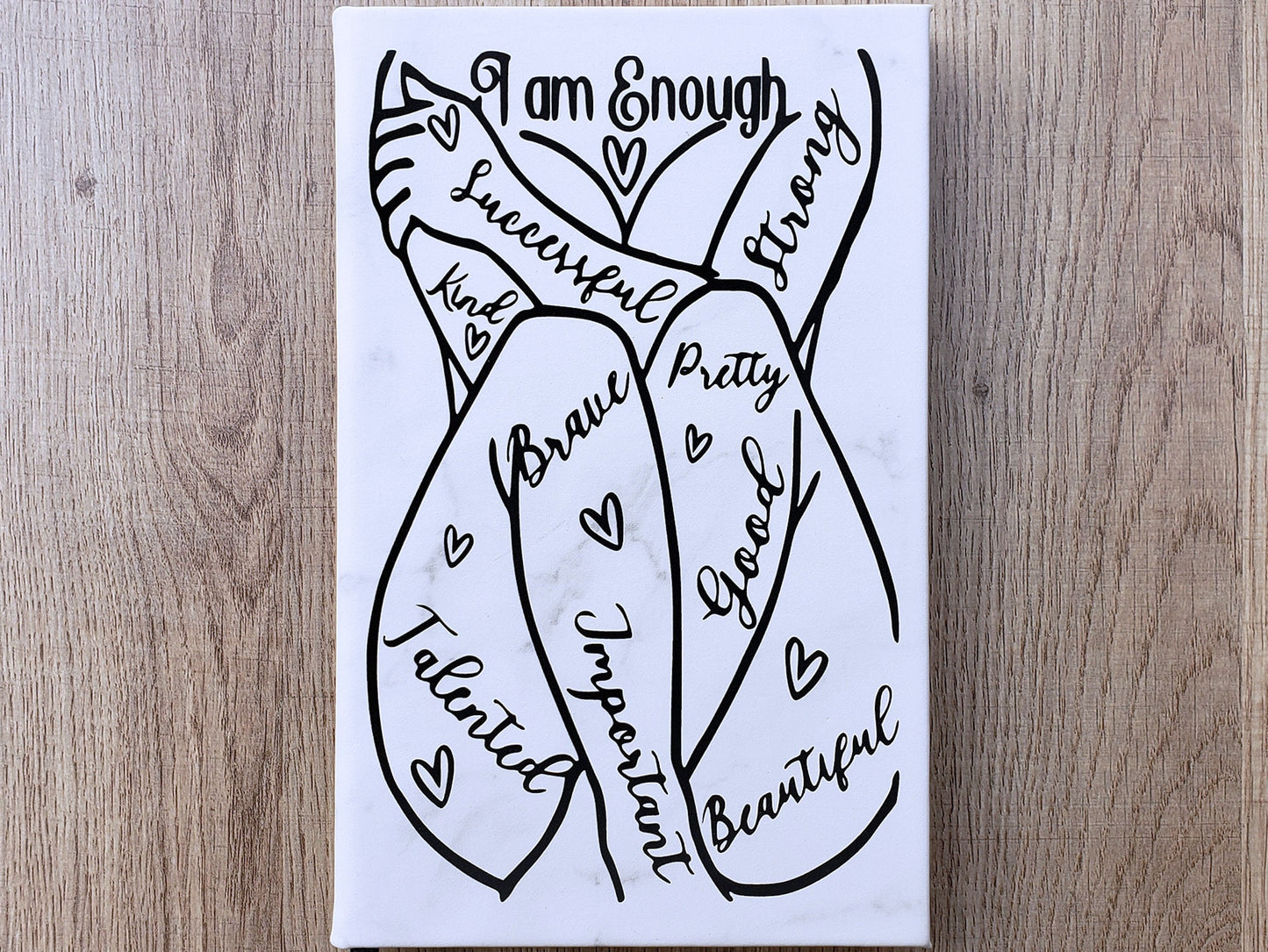 I Am Enough Leatherette Journal - Motivational - lined paper - Successful Strong Kind Brave Pretty Good Talented Important Beautiful - Pink