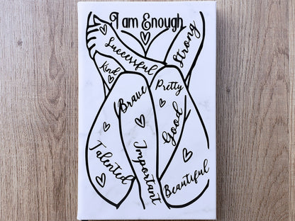 I Am Enough Leatherette Journal - Motivational - lined paper - Successful Strong Kind Brave Pretty Good Talented Important Beautiful - Pink