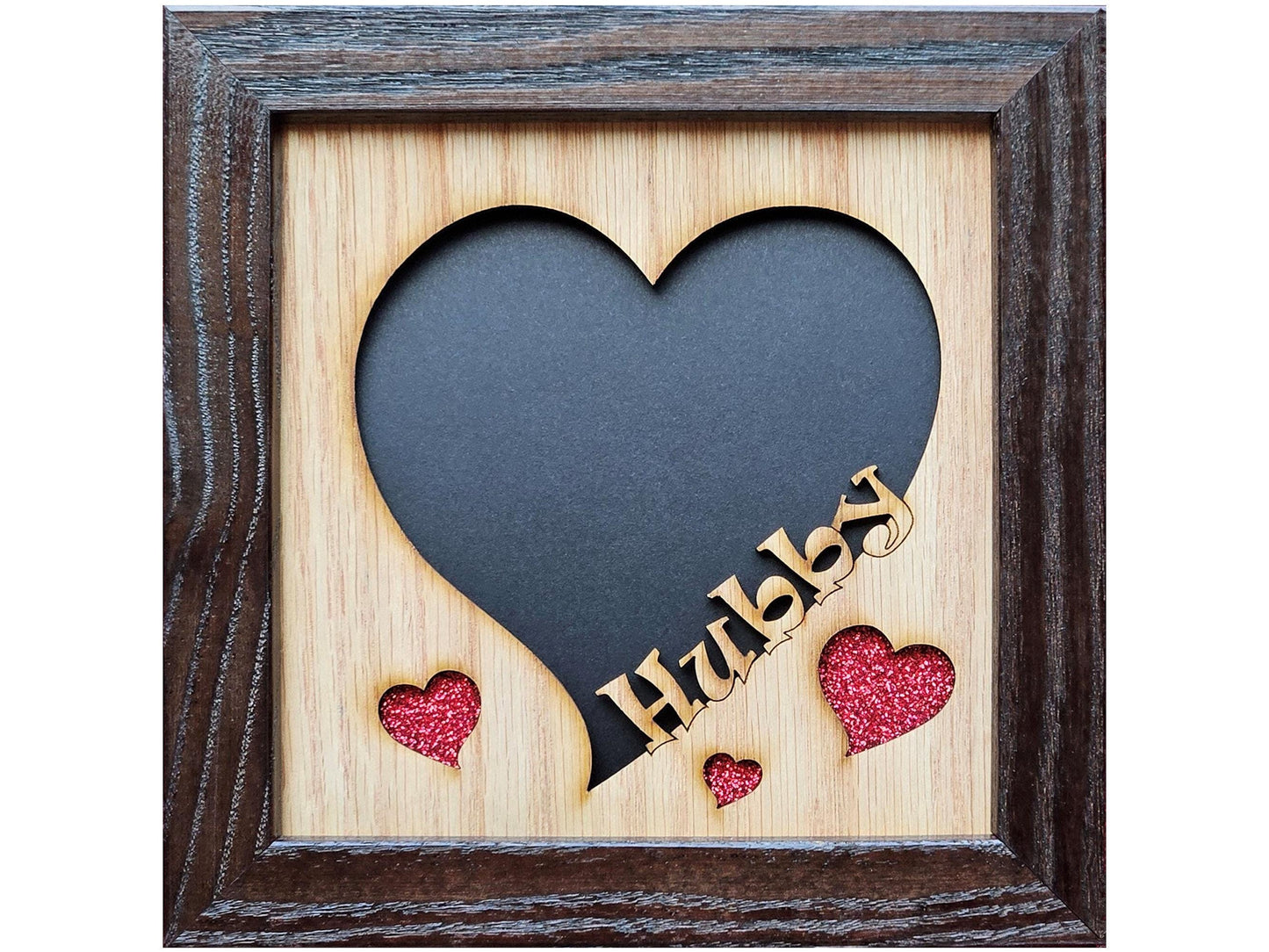 5x5 Hubby Picture Frame for 4x4 photo - Heart Shaped - Hubby and Wifey - Valentines Day Gift - Anniversary Gift - Wedding Gift for Couple