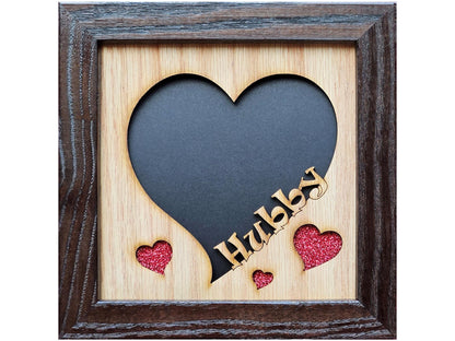 5x5 Hubby Picture Frame for 4x4 photo - Heart Shaped - Hubby and Wifey - Valentines Day Gift - Anniversary Gift - Wedding Gift for Couple