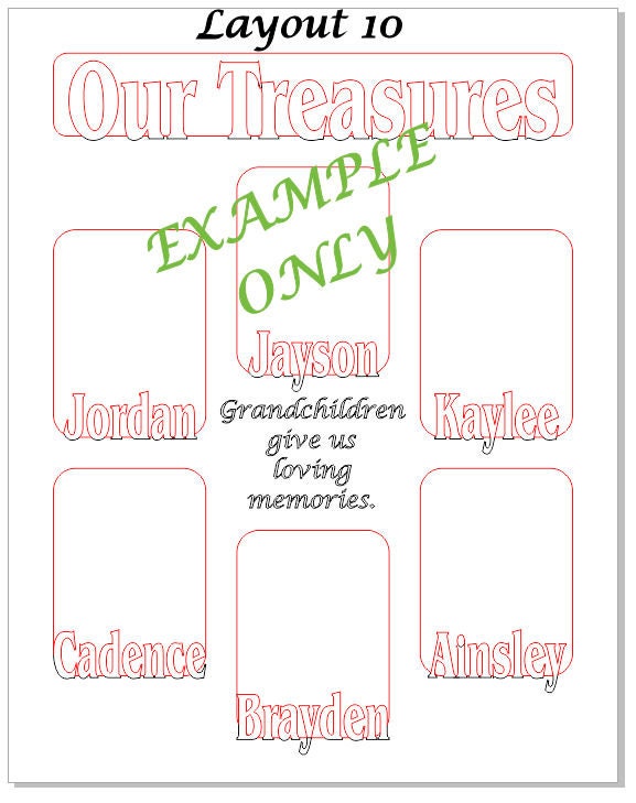 6 to 8 Grandkids Names Mat Insert (ONLY) for 11x14 Picture Frame - Gifts for Great Grandparents Grandchildren Personalized Customized