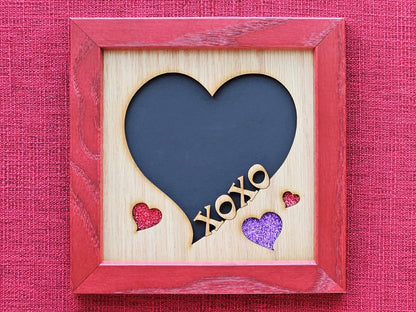 5x5 XOXO Picture Frame for 4x4 photo - Heart Shaped Love Frames - Valentines Day Gift - Anniversary Gift - Wedding Gift - Best Friend Gift