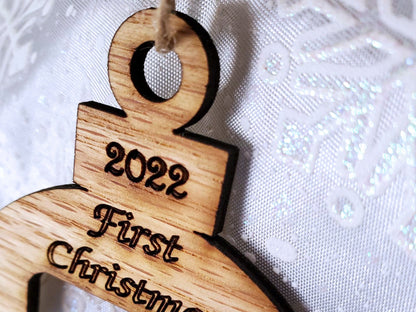 3" Baby’s First Christmas Ornament | Ornament Photo Frame | Personalized Name & Year | Custom Wooden Teddy Bear Holiday Keepsake