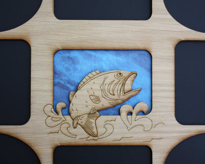 11x14 Bass Fishing Picture Frame Collage Mat Insert - Fishing Gifts - Gift for Fisherman - Fisherman Gifts - Gifts for Dad - FRAME NOT INCL.