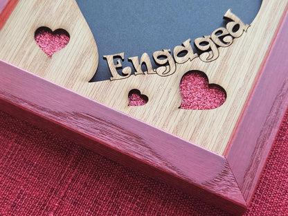 5x5 Engaged Picture Frame for 4x4 photo - Heart Shaped - Husband and Wife - Valentines Day Gift - Engagement Gift - Gift for Couple