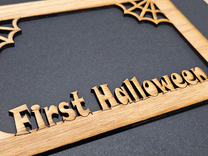 5x7 First Halloween Picture Frame for 4x6 Photo - Halloween Home Decoration - Spider Web - Cobweb - Halloween Gift for New Mother - portrait