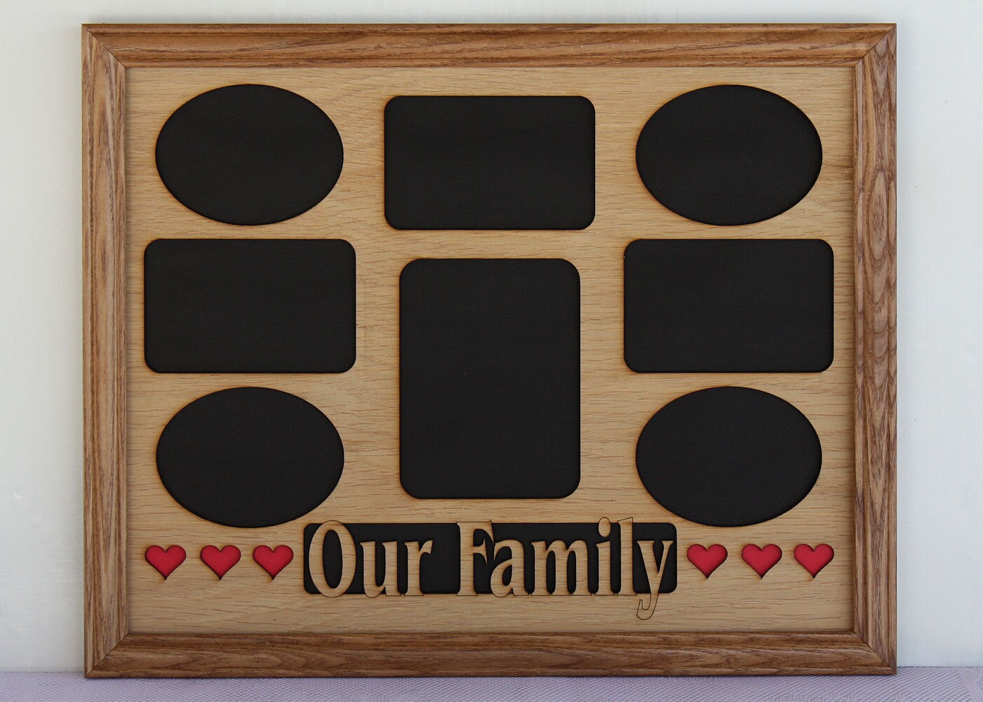 11x14 Our Family with Hearts Wood Photo-Picture Mat Collage Insert