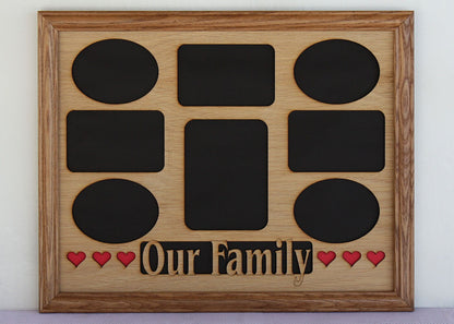 11x14 Our Family with Hearts Wood Photo-Picture Mat Collage Insert