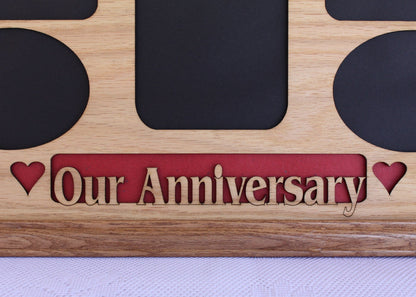 11x14 Our Anniversary with Hearts Wood Photo-Picture Mat Collage Insert