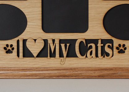 11x14 Cat Collage with Paws Oak Wood Photo Mat Insert