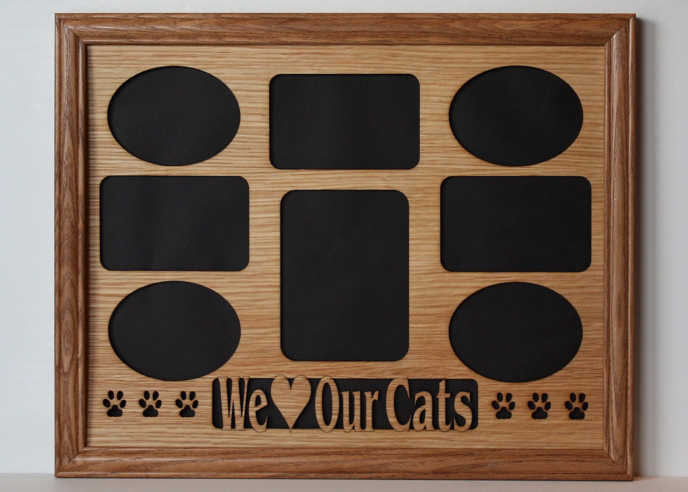 11x14 Cat Collage with Paws Oak Wood Photo Mat Insert