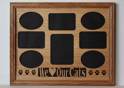 11x14 Cat Collage with Paws Oak Wood Photo Mat Insert