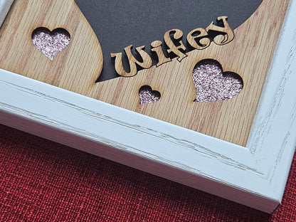 5x5 Engaged Picture Frame for 4x4 photo - Heart Shaped - Husband and Wife - Valentines Day Gift - Engagement Gift - Gift for Couple