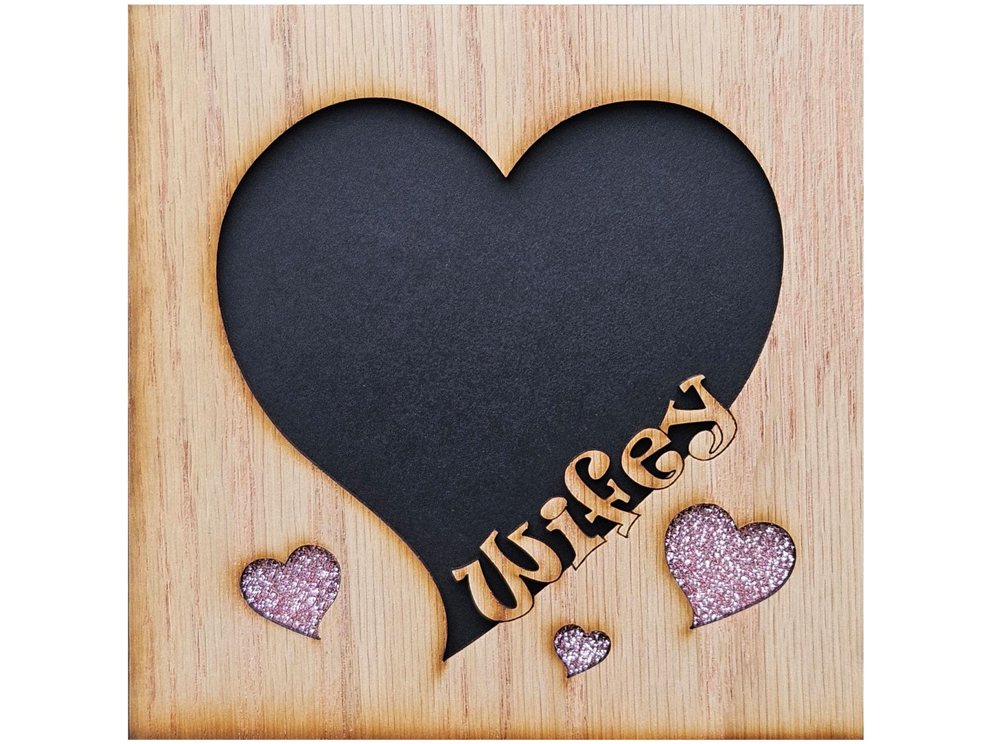 5x5 Wifey Picture Frame for 4x4 photo - Heart Shaped - Hubby and Wifey - Valentines Day Gift - Anniversary Gift - Wedding Gift for Couple