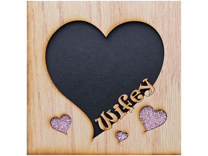 5x5 Wifey Picture Frame for 4x4 photo - Heart Shaped - Hubby and Wifey - Valentines Day Gift - Anniversary Gift - Wedding Gift for Couple