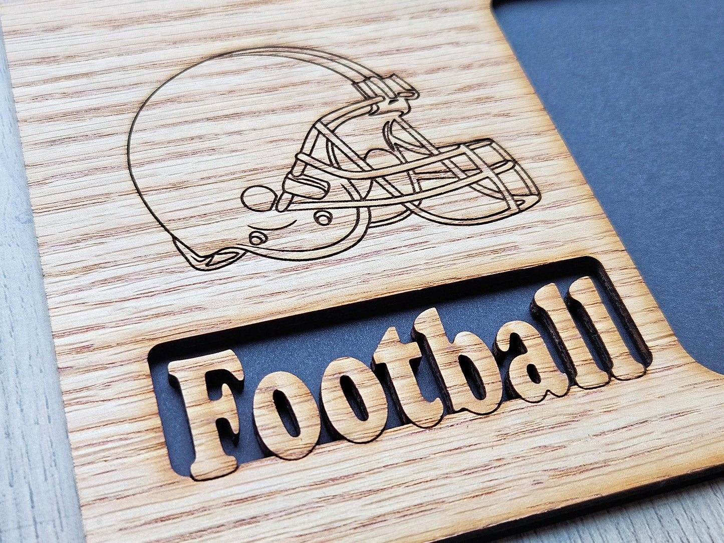 5x7 Football with Helmet Picture Frame - Holds 3x4 inch photo - High School Football - Gift for Dad - Gift for Mom - Football Mom