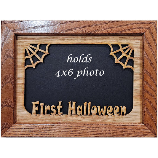 5x7 First Halloween Picture Frame for 4x6 Photo - Halloween Home Decoration - Spider Web - Cobweb - Halloween Gift for New Mother -landscape