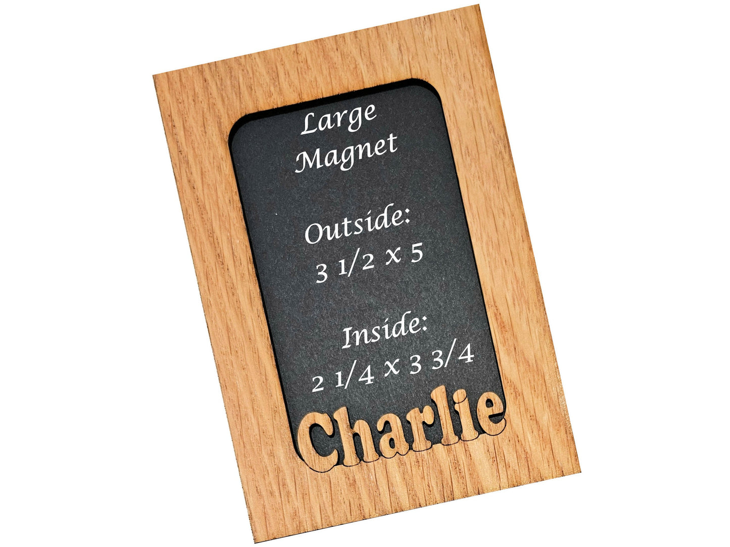 Personalized Small Refrigerator Magnet Frame | Custom Wooden Magnet Name Frame | Mini Fridge Photo Magnet | Pet or Baby Picture Keepsake