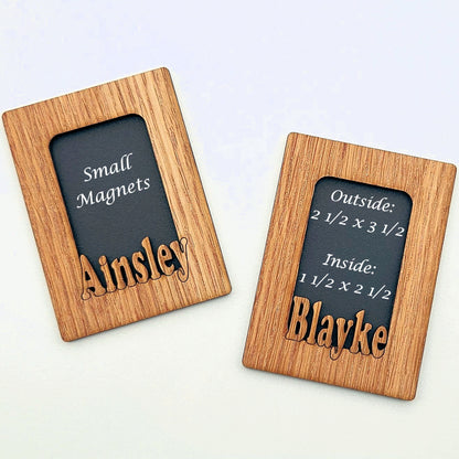 Personalized Refrigerator Magnet Picture Frame | Custom Wooden Name Frame | Fridge Photo Magnet | Pet or Family Keepsake That Sticks