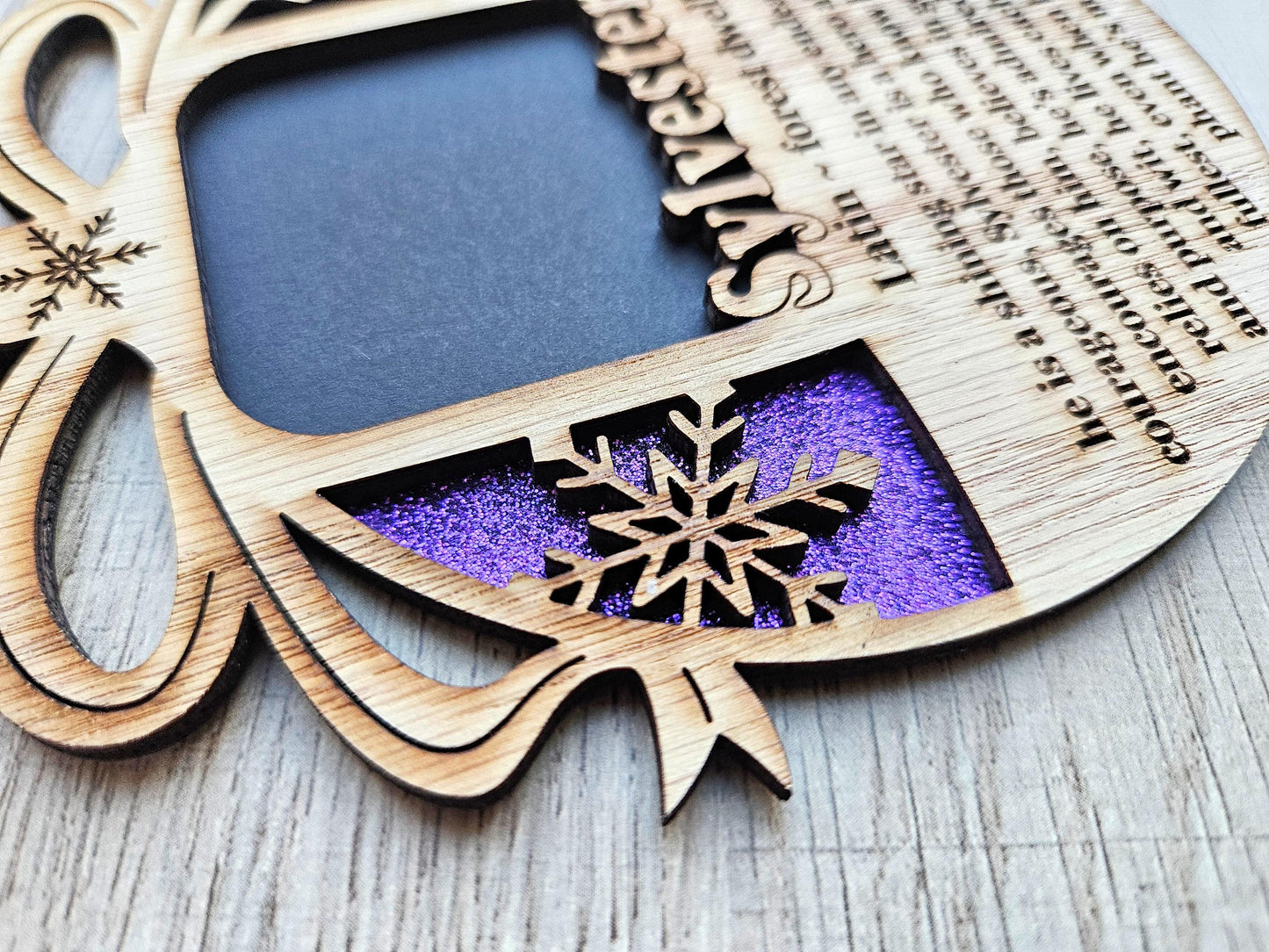 5" Personalized Name Origin and Meaning Ornament Photo Frame | 2x2 photo spot | Holiday Gift Keepsake for Parents, Grandparents & Loved Ones