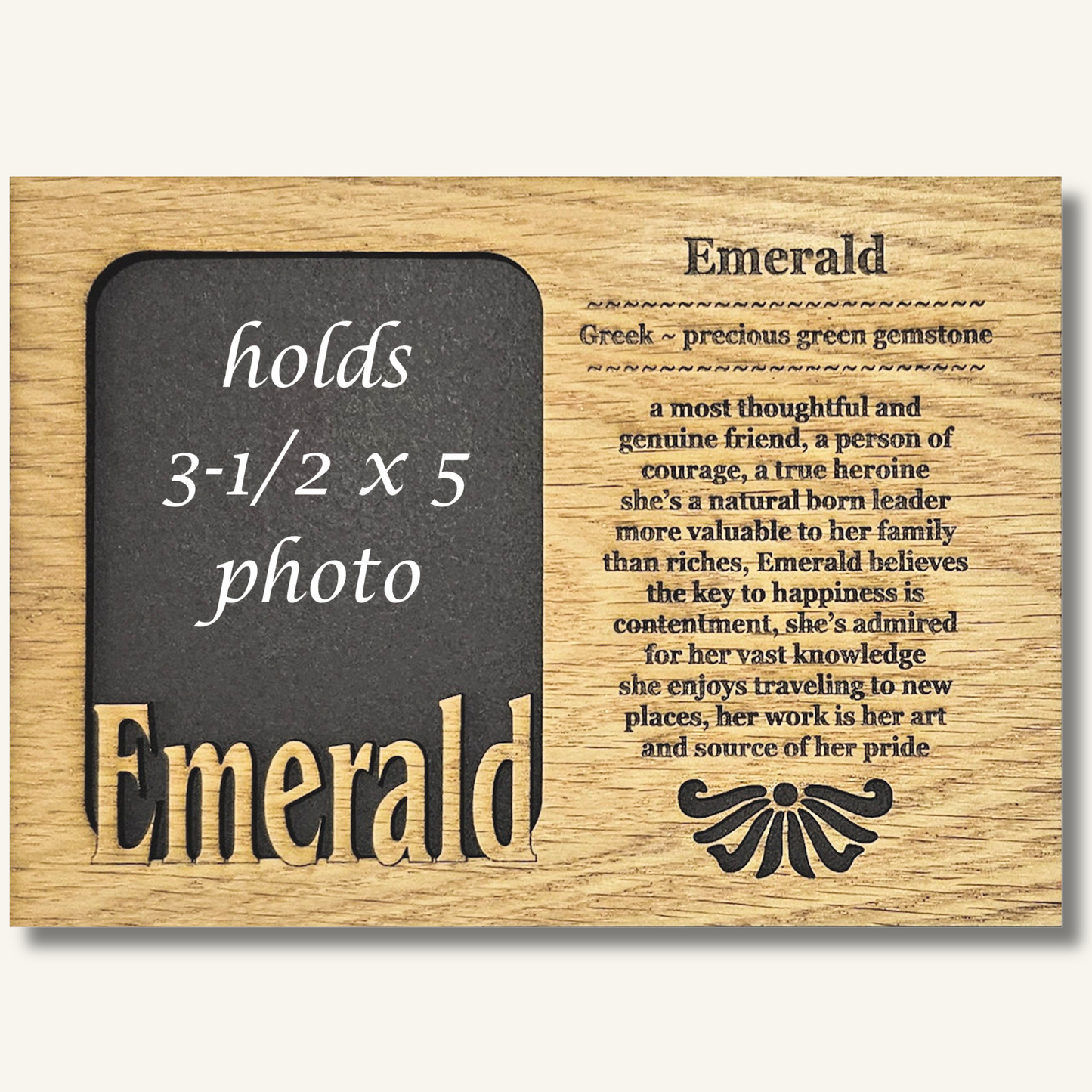 5x7 Name Meaning Picture Frame Mat Insert for 3-1/2x5 or 4x6 photo Engraved Baby Gifts First Baby Gifts Meanings of Names Wood Mats