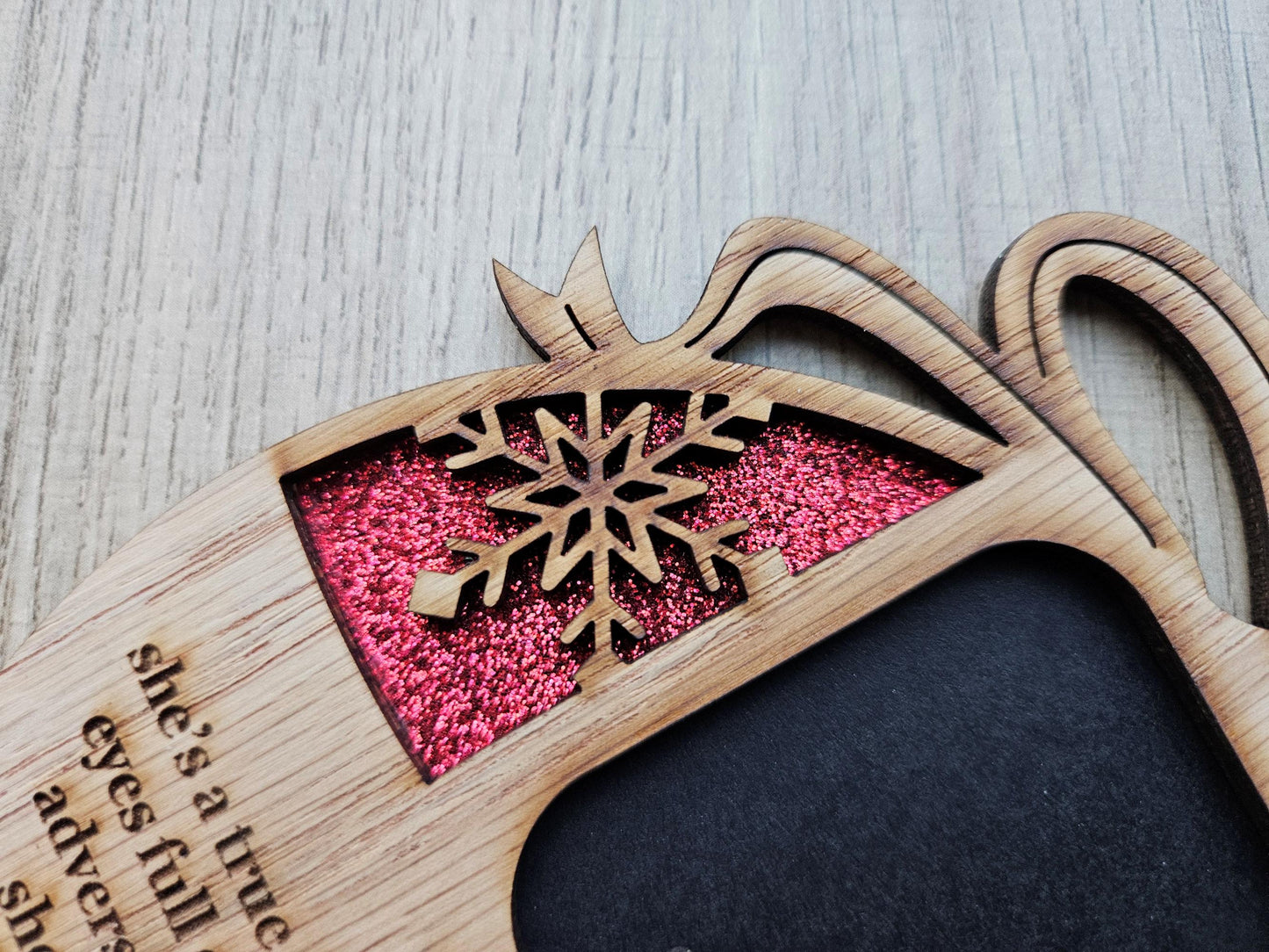 5" Personalized Name Meaning Christmas Ornament Picture Frame | 2x2 photo opening | Custom Frame Gift for Parents & Grandparents | Keepsake | Red