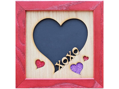 5x5 XOXO Picture Frame for 4x4 photo - Heart Shaped Love Frames - Valentines Day Gift - Anniversary Gift - Wedding Gift - Best Friend Gift