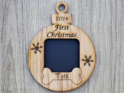 3" Dog Christmas Ornament for Dog Personalized with Name Dog's First Christmas Puppy's First Christmas Photo Ornament for Dog 1st Christmas