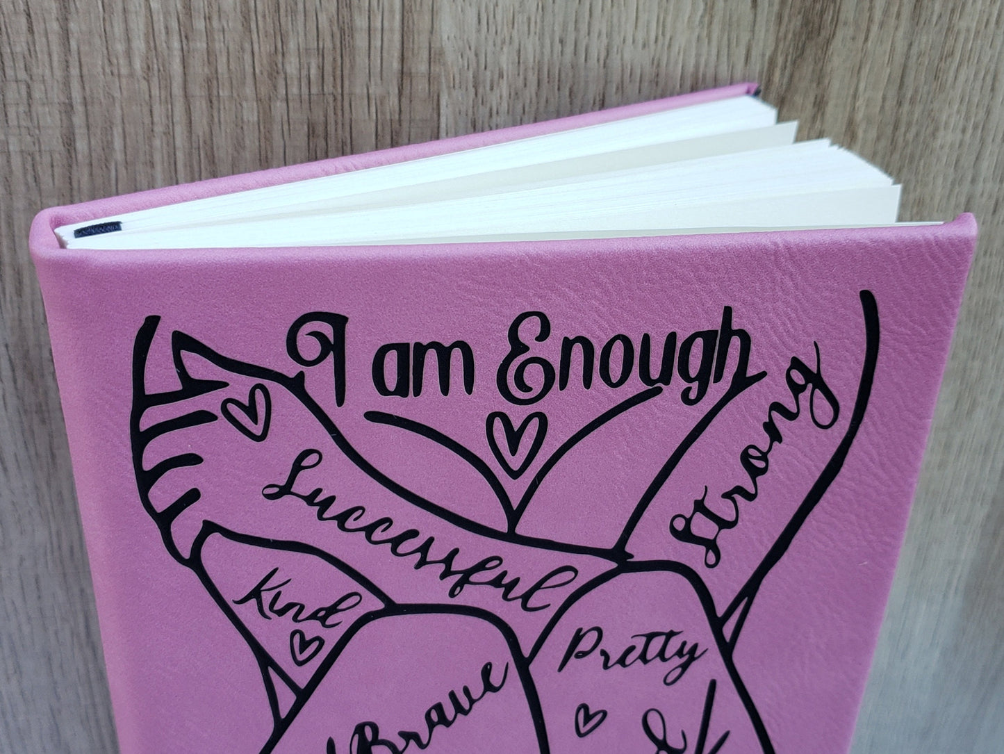 I Am Enough Leatherette Journal Purple - Motivational - lined paper - Successful Strong Kind Brave Pretty Good Talented Important Beautiful