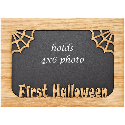 5x7 First Halloween Picture Frame for 4x6 Photo - Halloween Home Decoration - Spider Web - Cobweb - Halloween Gift for New Mother - portrait