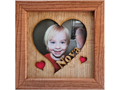 5x5 Valentines Name Frame - Holds 4x4(4x6) photo - Personalized Picture Frames - Heart Shaped Name Frame - Valentines Day - Gift for Couples
