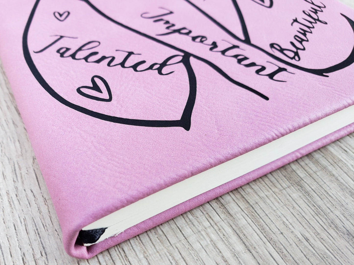 I Am Enough Leatherette Journal - Motivational - lined paper - Successful Strong Kind Brave Pretty Good Talented Important Beautiful - Pink