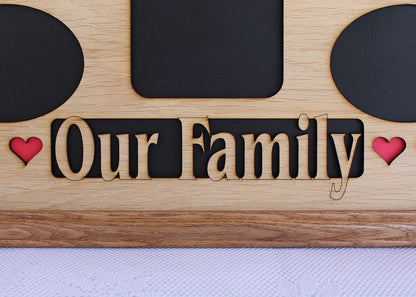 11x14 Our Family with Hearts Wood Photo-Picture Mat Collage Insert