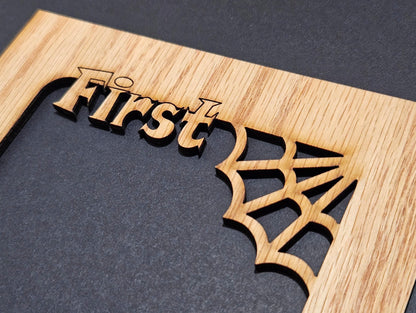 5x7 First Halloween Picture Frame for 4x6 Photo - Halloween Home Decoration - Spider Web - Cobweb - Halloween Gift for New Mother -landscape