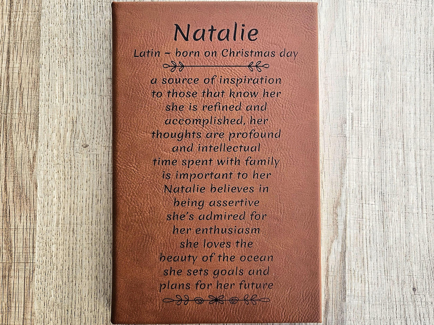 Leatherette Journal Personalized with Name Meaning - Lined Pages - comes in many colors including Rawhide - Journal for Women, Girls, Moms
