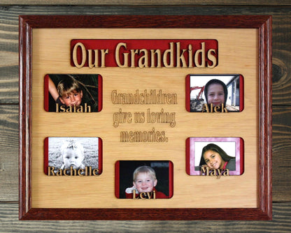 6 to 8 Grandkids Names Mat Insert (ONLY) for 11x14 Picture Frame - Gifts for Great Grandparents Grandchildren Personalized Customized