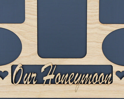 11x14 Honeymoon with Hearts Custom Wood Mat Collage for Photo - Picture frame
