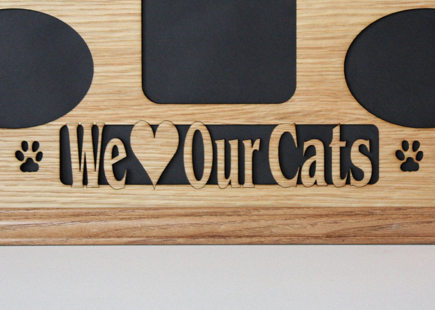 11x14 Cat Collage with Paws Oak Wood Photo Mat Insert