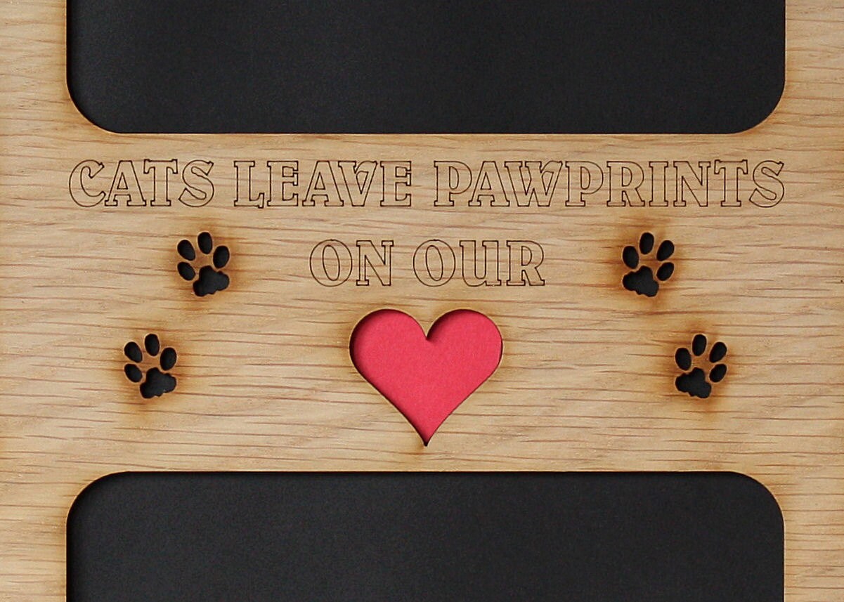 11x14 Cats Leave Pawprints On Our Heart Wood Photo-Picture Mat Collage Insert