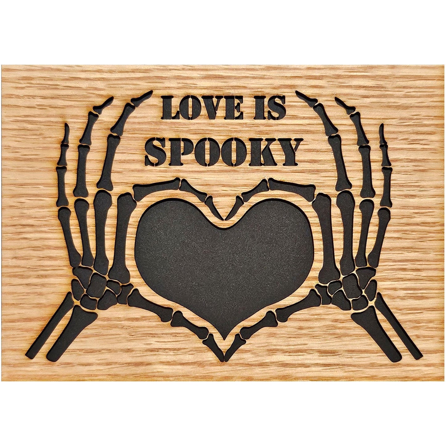 5x7 Love Is Spooky Skeleton Heart Hands Picture Frame with 2 1/4" x 2 7/8" opening for Photo - First Halloween - Halloween Decor